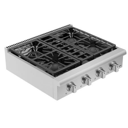 Empava 30 in. Pro-Style Slide-in Natural Gas Rangetop with 4 Deep Recessed Sealed Ultra High-Low Burners in Stainless Steel