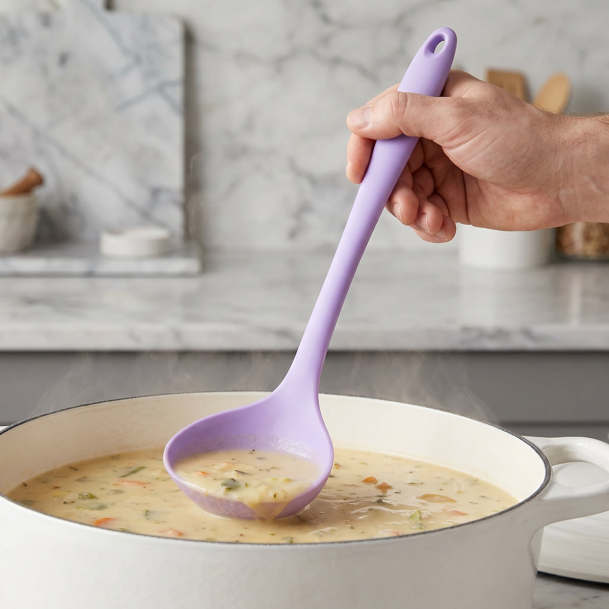 Unique Bargains 5 Pcs Silicone Essential Kitchen Cooking Utensil Set Light Purple