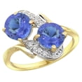 thumbnail image 1 of 14k Yellow Gold Diamond Natural Tanzanite Mother's Ring Round 7mm, size 7.5, 1 of 3