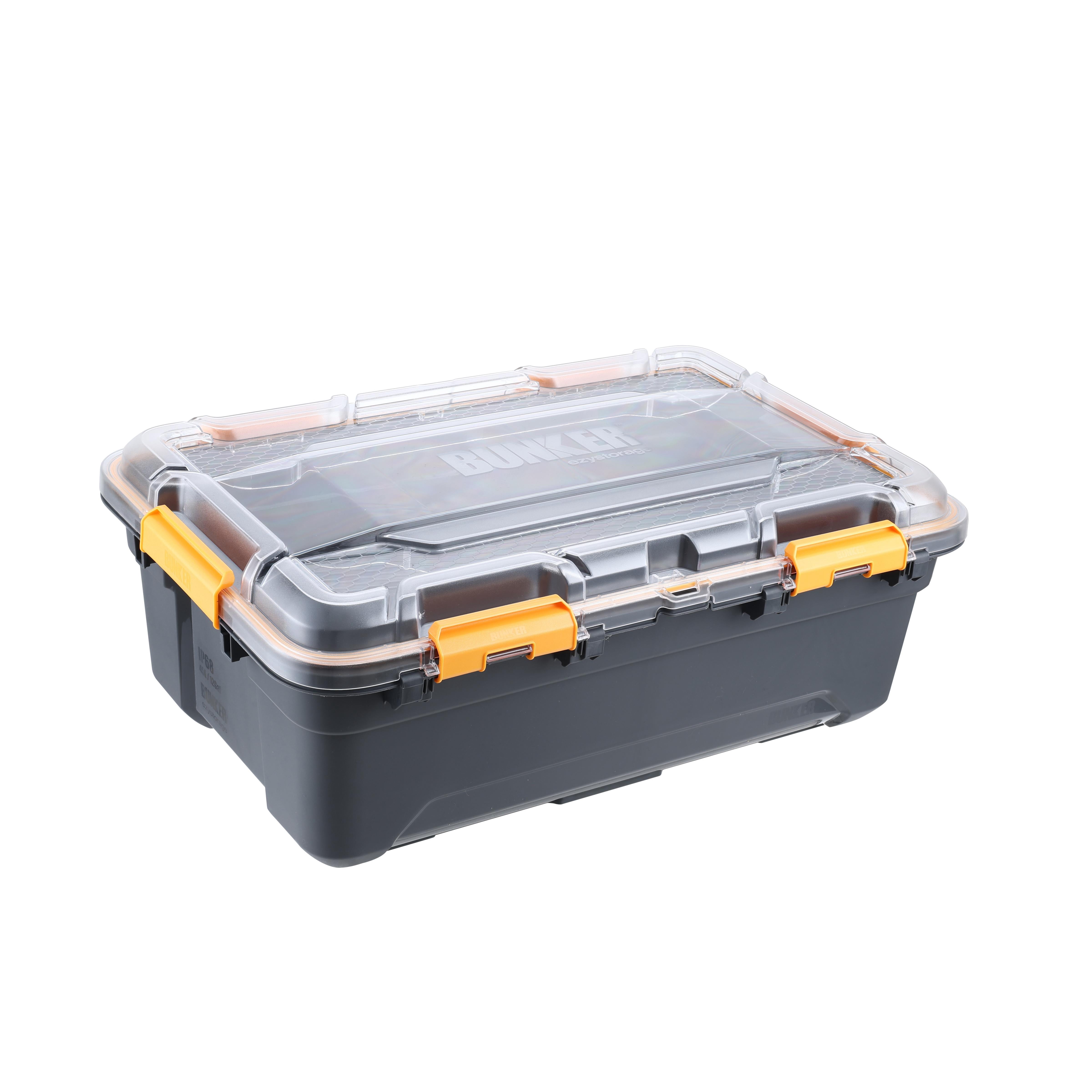 Ezy Storage 11.9 Medium Gasket Tote, IP68 WaterProof Plastic Storage Bin with Lid, Gasket Seal and Durable Latches, Gray