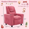 thumbnail image 3 of Mini Recliner Chair with Cup Holder, Toddler Recliner with Side Pockets and Non-Slip Footstool, Corduroys Cozy Recliners for Little Ones Room, Little Loungers, Pink, 3 of 8