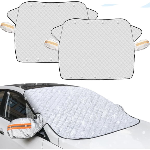 4-Layer Magnetic Windshield Cover for Car, Universal Frost Snow & Sun Protector with Side Mirrors Cover for Most Cars, SUV