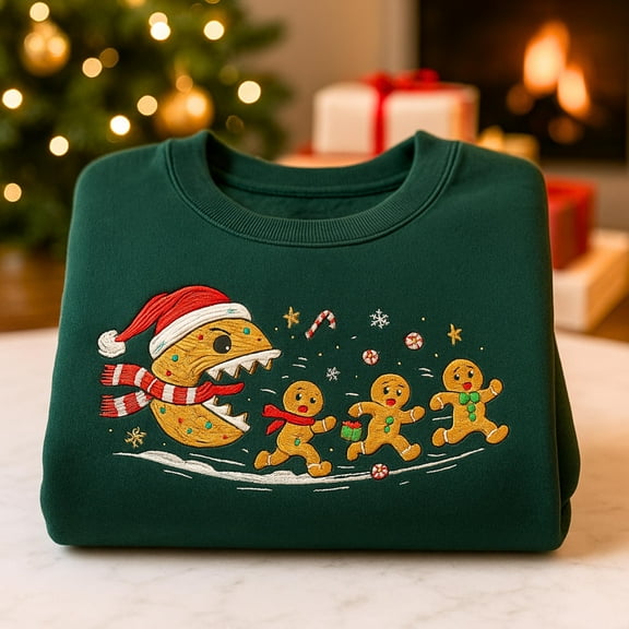 Christmas Cookie Embroidered Sweatshirt, Chasing Gingerbread Shirt, Santa Sweater, Candy Cane Tee, Xmas Gifts
