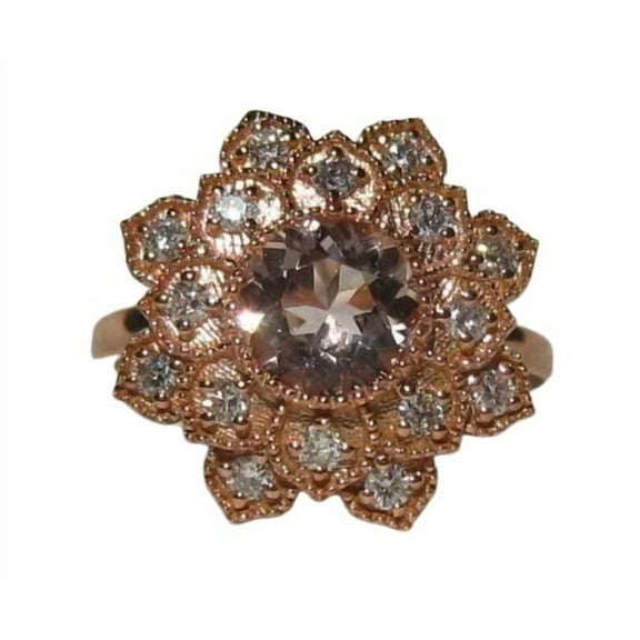 HeartsAndYou 2.7ct Natural Morganite Diamond Floral Halo Engagement Ring 14k SOLID Rose Gold