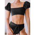 thumbnail image 2 of Womens Falbala Bikini Set High Waisted Swimsuits Bottom Flounce Two Pieces Swimsuit Bathing Suit, 2 of 6