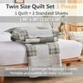 thumbnail image 3 of Beartech Quilt Set Twin Size Stripe Plaid Bedspread Coverlet Grey White Patchwork Bedding Lightweight Reversible Microfiber Quilt, 3 of 8
