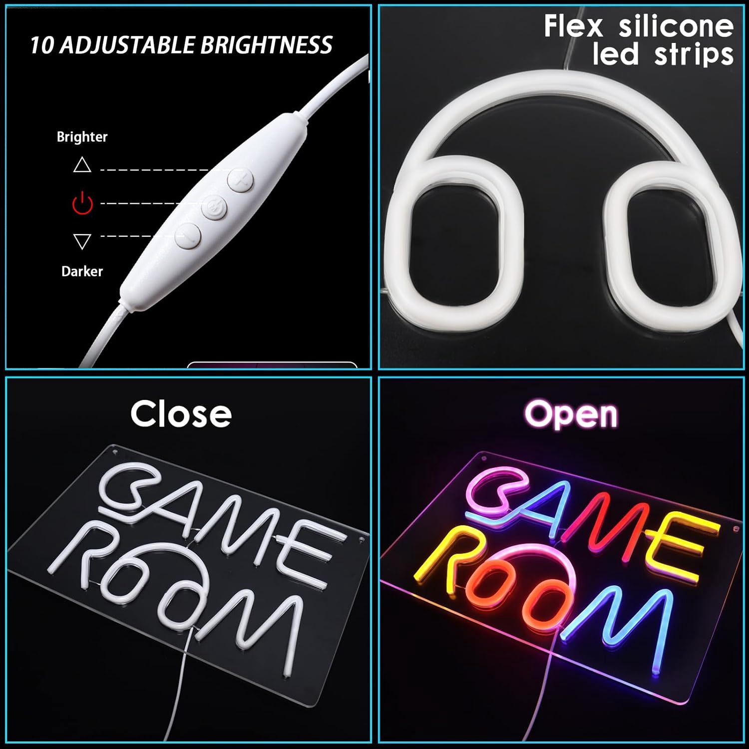 Lapalife Game Room LED Neon Signs for Wall Decor, 15.7"x 9.8" LED Light Sign Dimmable with On/Off Switch USB Powered for Bedroom Gaming Room Party Bar Club Decor