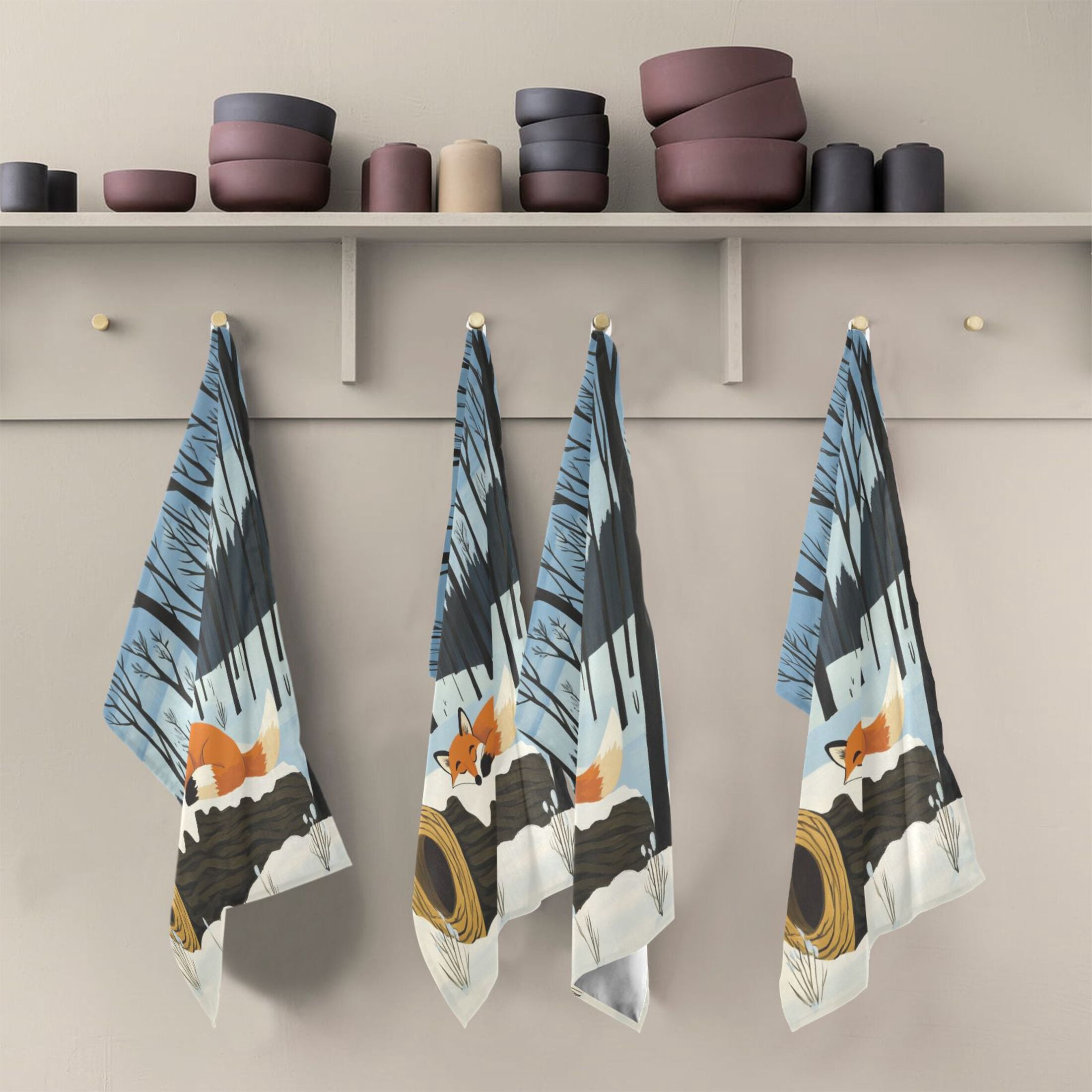 Sleepy Fox Kitchen Towels 6-Piece Pack Tea Towels for Kitchen Decorative Waffle Design 28x18in