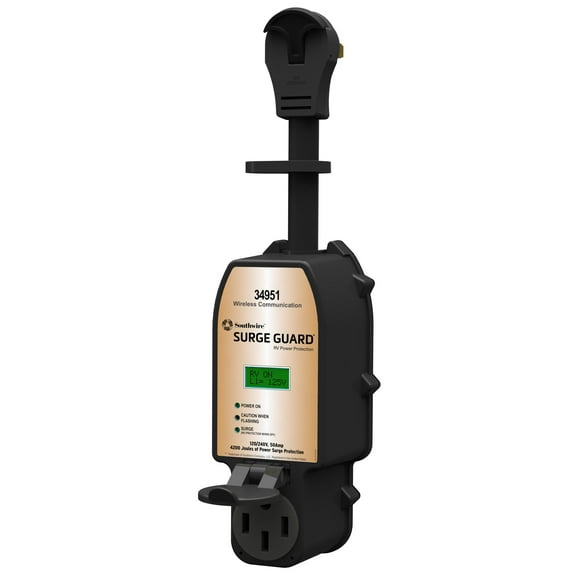 SouthWire Corp. Surge Protector 34951 Use To Protect From Low/High Voltage; Portable; 50 Amp; 240 Volt; With Fault Indicator And Plug Head Handle Grip