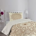 thumbnail image 2 of Ambesonne Retro Quilted Coverlet 2 Pcs, Flower Lace, Twin Size, Brown and Ivory, 2 of 4