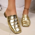 thumbnail image 2 of Fiaer Women's Closed Toe Mules Comfortable Work Casual Backless on Flat Shoes Summer Beach Walking Slippers Gold 9, 2 of 9