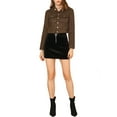 thumbnail image 2 of MODA NOVA Juniors Turn Down Collar Faux Suede Cropped Moto Jacket, 2 of 6
