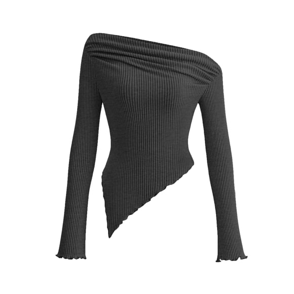 Remera PRETTYGARDEN Y2K Crop Top Escote Hombros Negro Talle L
