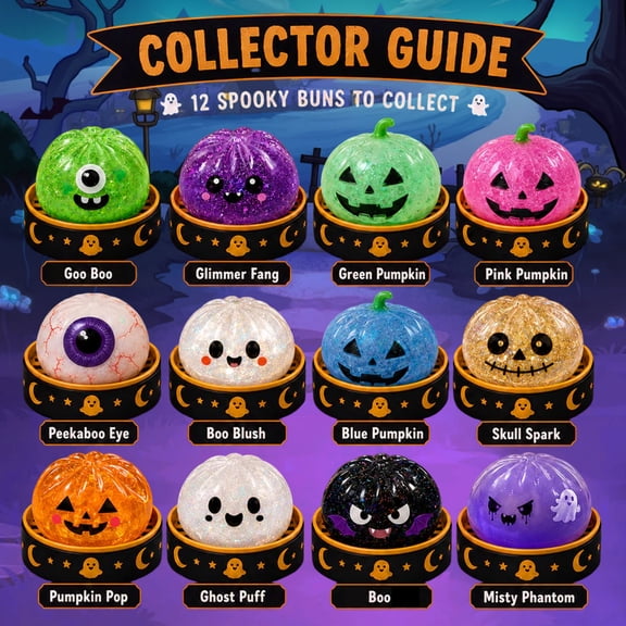 Halloween Dumpling Squishy Mystery Blind Box Halloween Ghost Dumpling Squishy dumpling squishy Stretchy Clear Gel Dumplings Stress Balls Collectible Squishy Toy Used as Classroom Rewards for Students