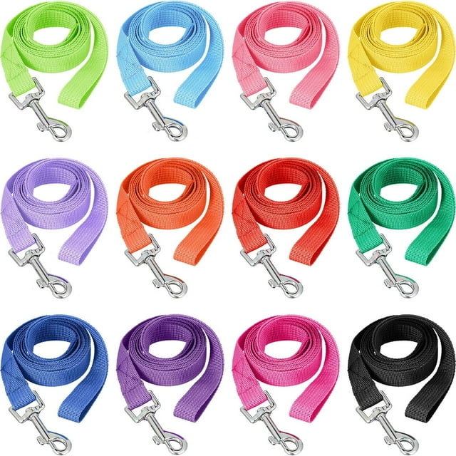 HELIAHOO 12 Pcs Nylon Dog Leash Bulk 5ft Dog Training Leash 12 Colors Puppy Line Traction Rope for Small Medium Puppy Training, Play, Camping, or Backyard(Modern Colors) AZ83-27466