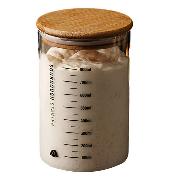 ACDANC Baking Containers,Sourdough Starter Container Clear Glass Jar with Wide Mouth and Lid Practical Fermentation Jar Sourdough Baking Supplies - 800ml