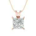 thumbnail image 4 of Clara Pucci 14K Rose Solid Hypoallergenic Gold 2Ct Synthetic Moissanite Princess Cut Solitaire Designer Necklace Pendant For April, 4 of 7