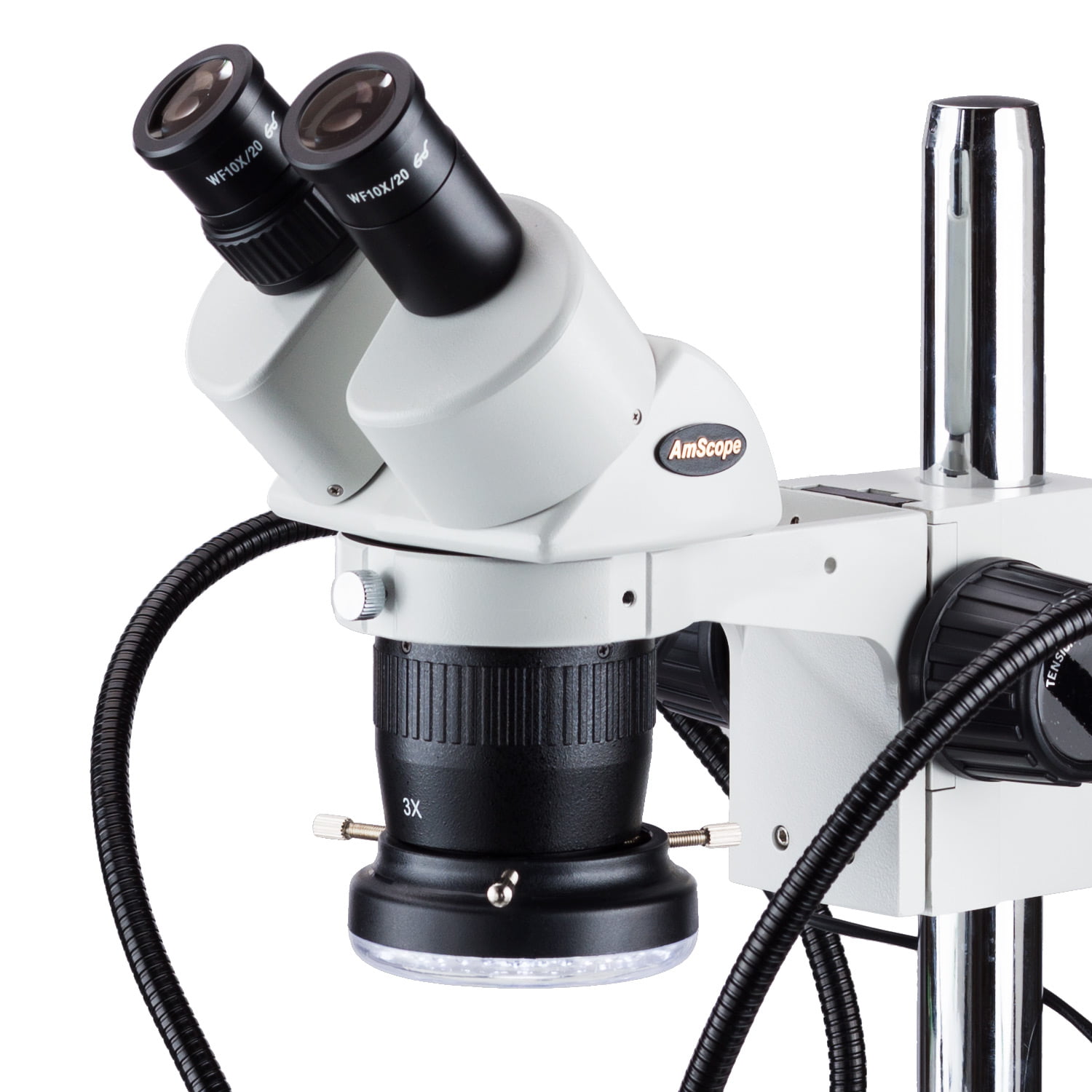 AmScope SW13B Binocular Microscope Head 1X/3X Objective WH10x Eyepieces 10X and 30X Magnification