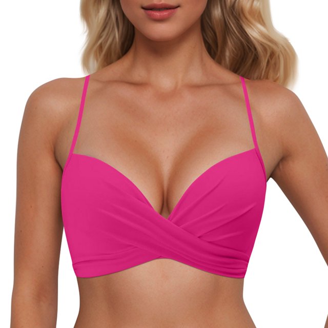 Women's Swimwear Tankini Set Underwire Push Up Bikini Top with Stainless Steel Hooks Full Coverage Bathing Suit Tied Back Design
