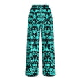 thumbnail image 6 of MYAOYI Women's Vintage Baroque Print Wide Leg Pants, Elastic High Waist Casual Summer Trousers, 6 of 7
