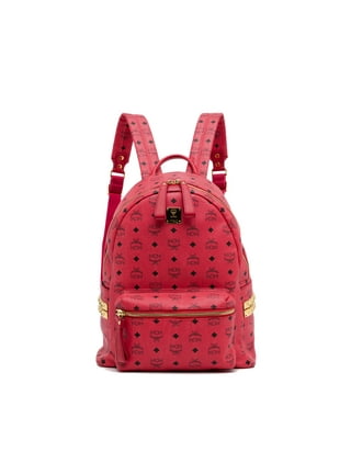 Authenticated Used MCM Visetos Glam Studded Rucksack Backpack Pink