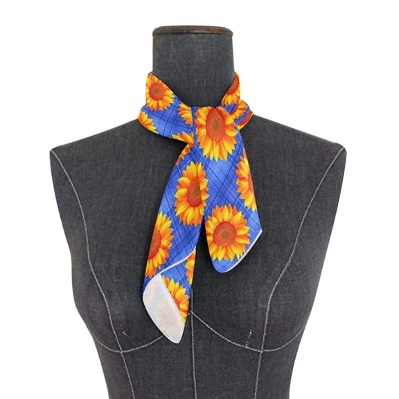 Square Scarf 24x24 Inch Quilted Seamless Sunflowers Pattern Silky Satin Sun Protection Neck Scarf for Women Multi-Purpose Head Wrap Bandana for Hair Bag Decoration