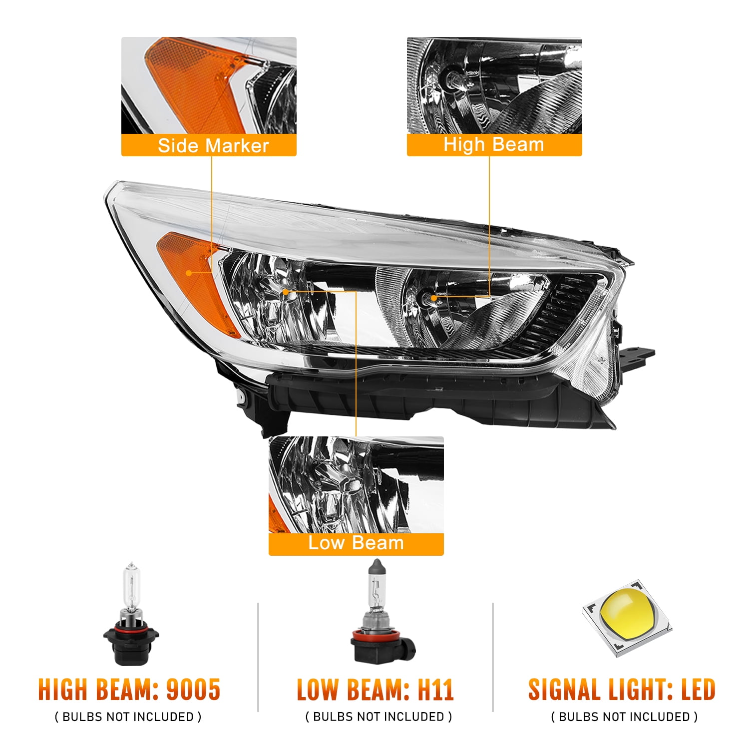 For 2017-2019 Ford Escape Halogen (w/o LED) Headlight Lamp RH Passenger Side