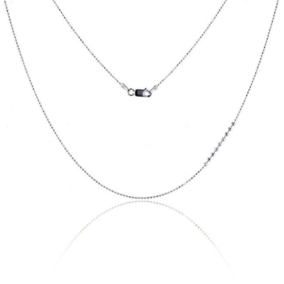 YGI FMC4007W-16 14k Diamant en Or Blanc 1 mm. Chaîne de Perles - 16 Po.