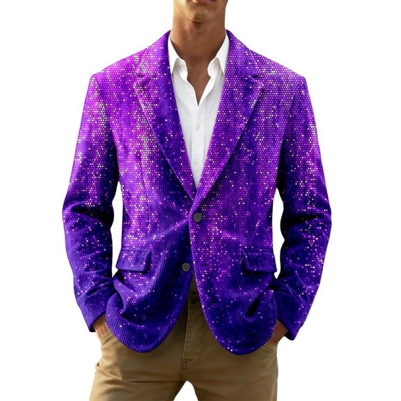 Mardi Gras blazer for men Corduroy With Sparkling Sequin Print For Festival Party Night Out And Formal Events