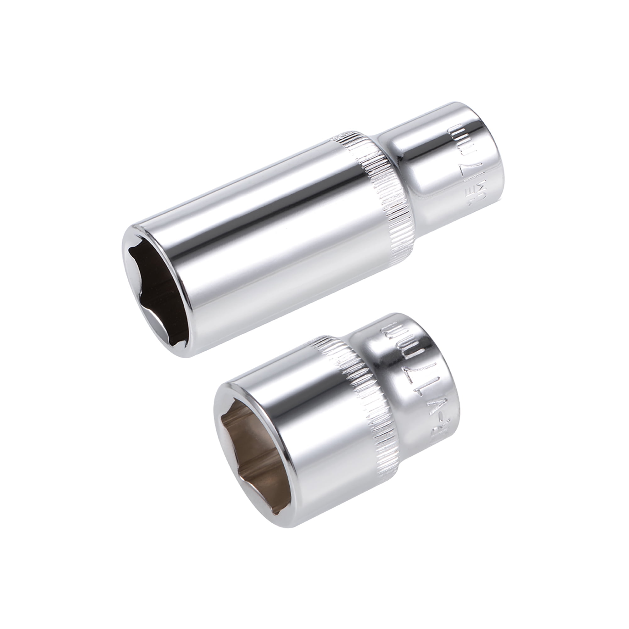 3/8" Drive by 17mm Deep and Shallow Socket Set of 2 Pcs, CrV, 6Point, Metric