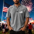 thumbnail image 3 of 4th of July Shirts for Men Raglan Short Sleeve Henley Neck Oversized T-Shirts Patriotic Shirt American Flag Print Tee Shirt, 3 of 5