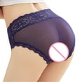 thumbnail image 3 of Gibobby Verano calzoncillos adelgazantes Cintura media para mujer, malla ultrafina, Sexy, bordado en caliente, bordado en la espalda, pantalones triangulares vacíos, tocado(Azul， XL), 3 of 4