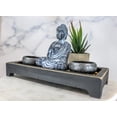 thumbnail image 3 of Meditating Gautama Buddha Zen Garden Kit With Pebbles And Candle Holder Barrels, 3 of 9