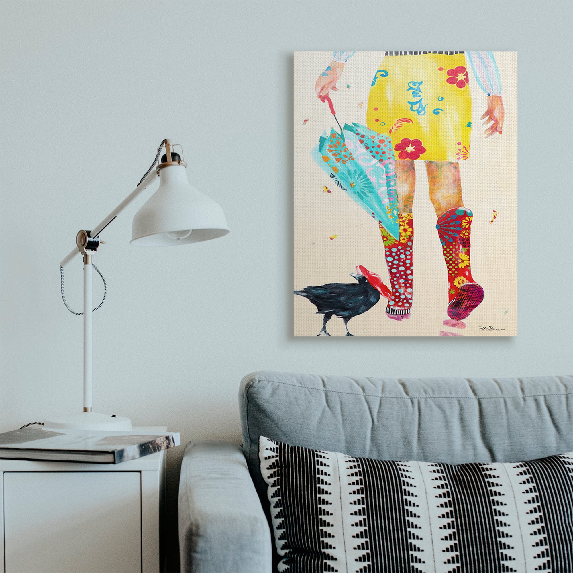 Stupell Industries Walking In Rainboots Cheerful Vibrant Pattern Canvas Wall Art, 30 x 40, Design by Pamela K. Beer