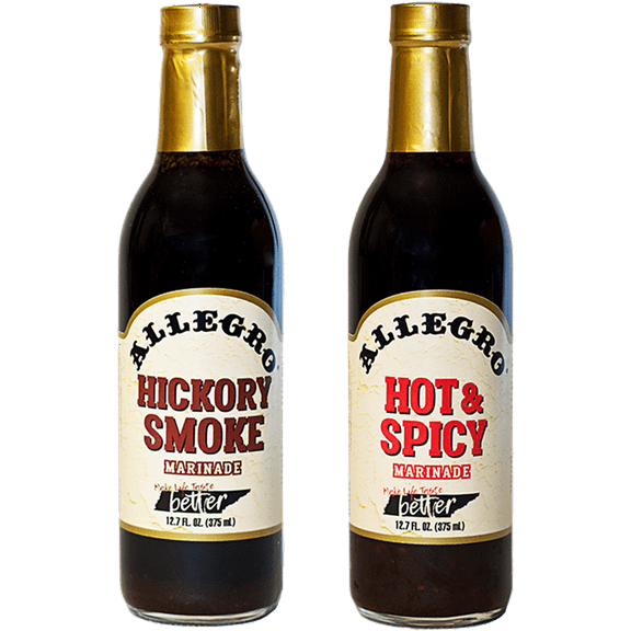 Allegro Hickory Smoke and Hot & Spicy Marinade, Variety 2-Pack 12.7 fl. oz. Bottles