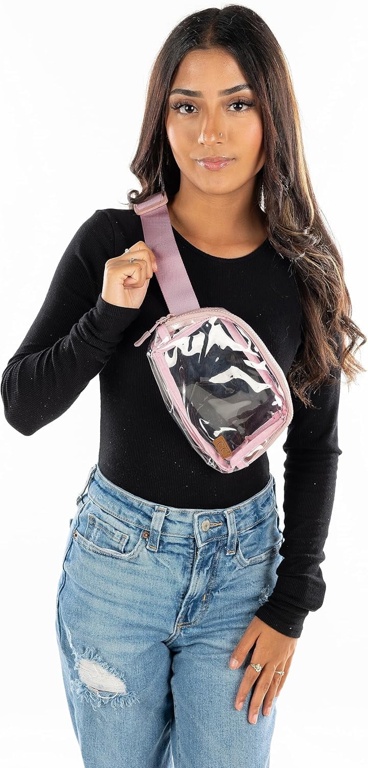 Funky Junque Belt Bag Fanny Pack for Women - Clear - Rose