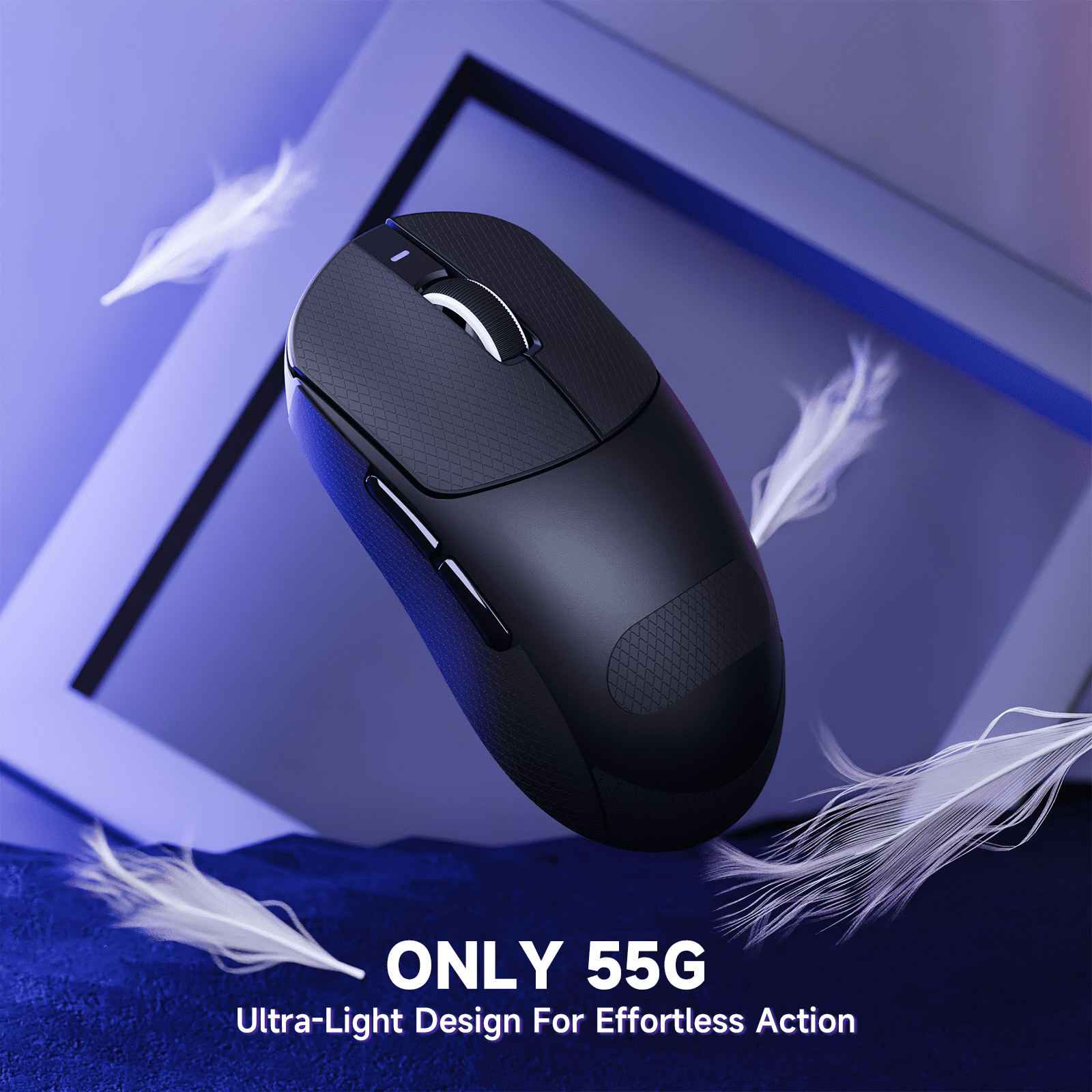 ATTACK SHARK X8PPO 8K Mouse with Grip Tape for Large Hand, 55g SUPERLIGHT, PixArt PAW3395PRO Gaming Sensor, BT/2.4G Wireless/Wired, 6 Adjustable DPI up to 40000, 500mAh Battery (Black)