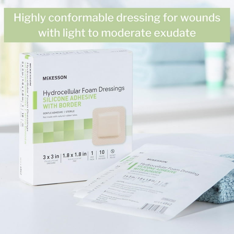 Mckesson hydrocellular foam dressing silicone adhesive border discount