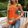 thumbnail image 4 of KLHDSF Fashionable Camisole Tops For Women Casual Hawaiian Print Sleeveless Button Vest Top Orange XXXL, 4 of 4