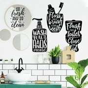 RoomMates Wash Your Hands Black Quote Peel and Stick Wall Decals, 7.42 in x 16.68 in, Adult