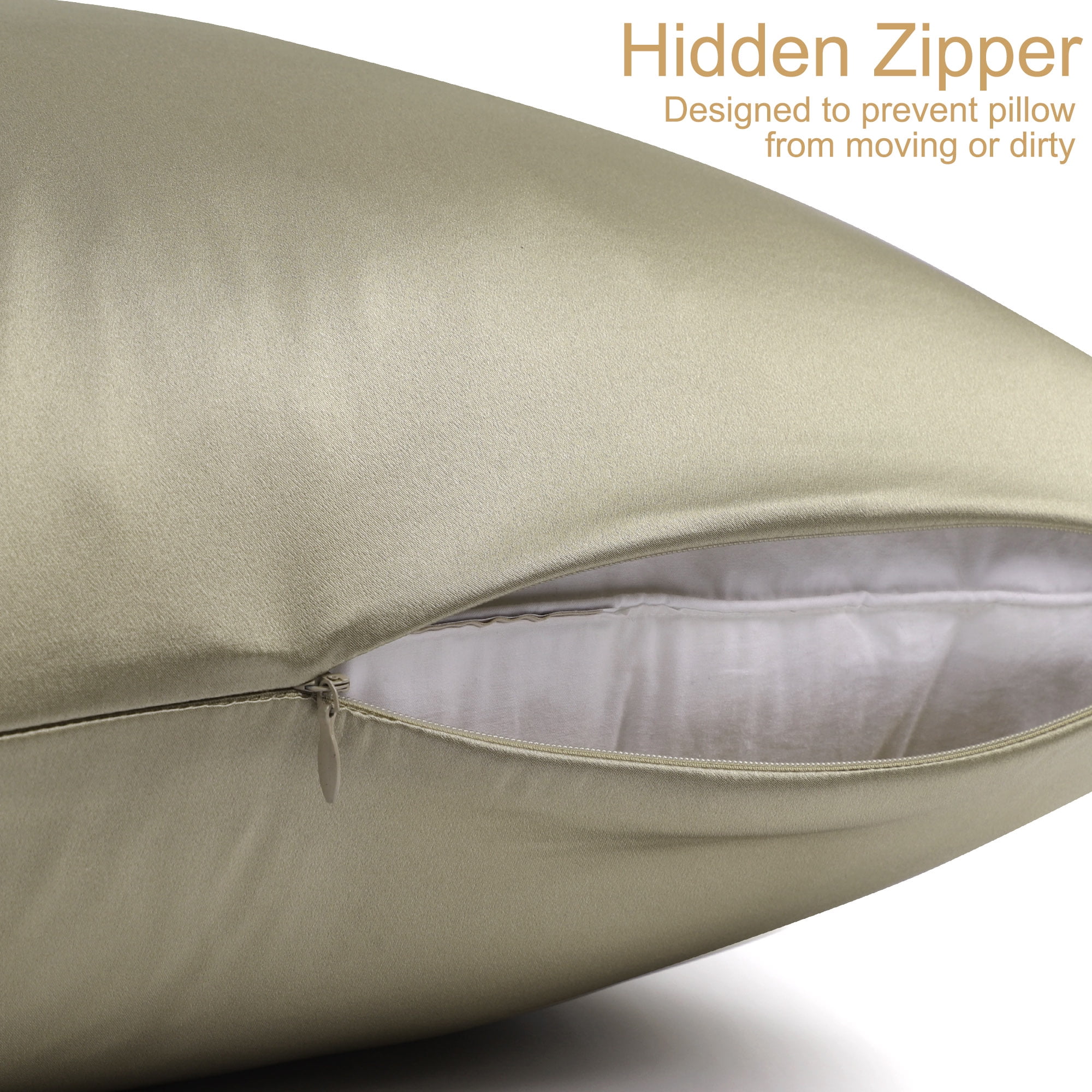 PiccoCasa Silk Pillowcases Set of 4, Standard(20"x26"), Light Coffee Color