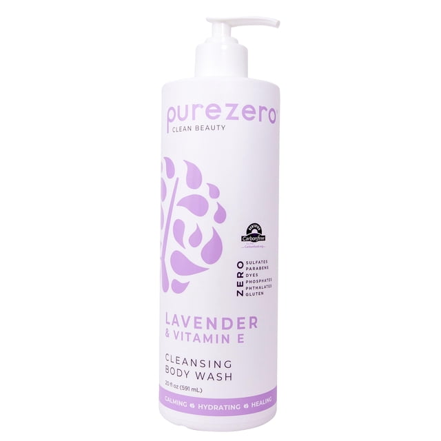 Purezero Lavender & Vitamin E Body Wash - 20 oz Calma y vigoriza la piel Deja la piel hidratada Mantiene la elasticidad y la suavidad