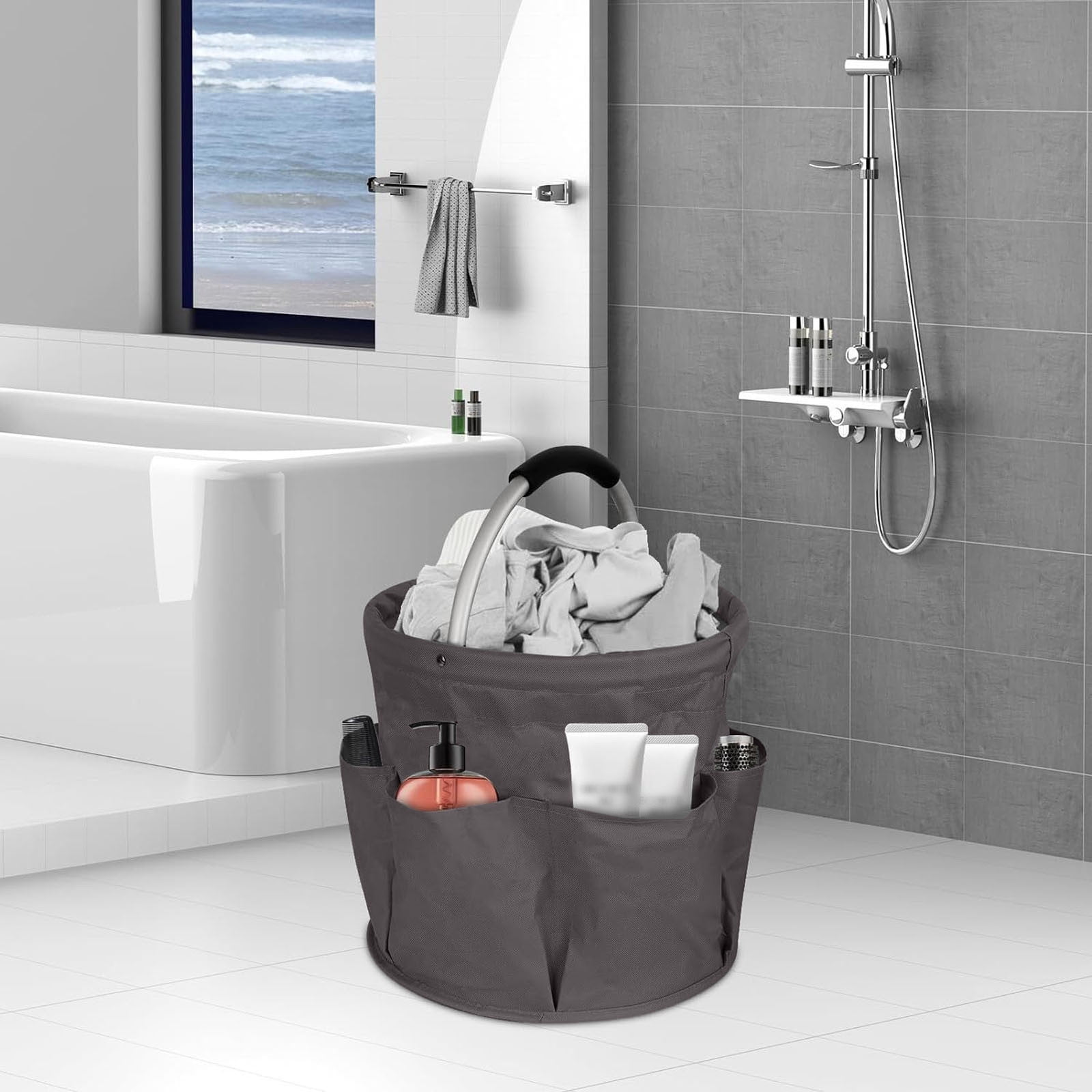 Foldable Garden Tool Bag with 6 Pockets - Heavy Duty Gardening Tote Organizer for Indoor/Outdoor Use - Waterproof Tool Storage for Pruners, Gloves & Supplies