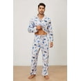 thumbnail image 3 of EK4YDNDS Mens Pajama Set, Soft Flannel PJS for Men Comfy Warm Printed Sleepwear（DINOSAUR-GREY, M）, 3 of 4