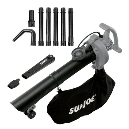 Sun Joe SBJ606E-GA-GRY 4-in-1 Electric Blower | 250 MPH · 14 Amp | Vacuum · Mulcher · Gutter Cleaner (Grey)