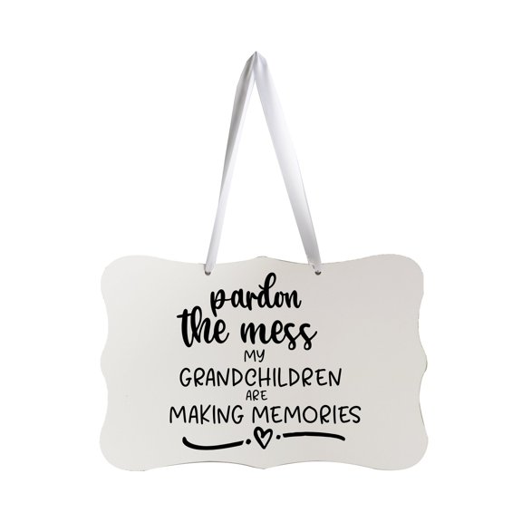 Modern Inspirational Wooden Wall Hanging Sign for Home Decorations 8x12 - Pardon The Mess My Grandchildren