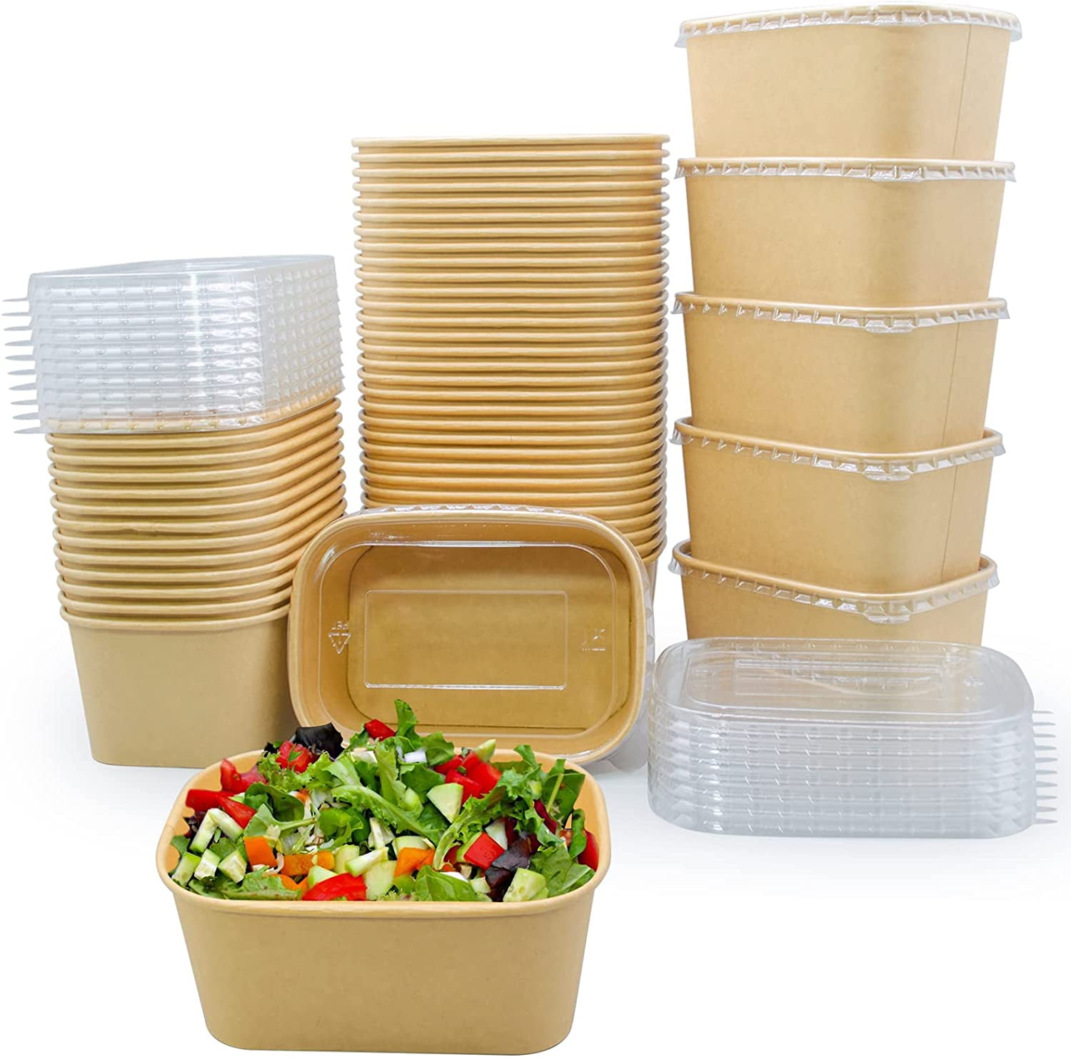 Ganfaner 16oz 50 sets Clear Plastic Food Storage Containers w/ Lid