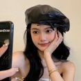 thumbnail image 3 of SikaFu Personal Fashion Bow Leather Beret Female Versatile Painter Hat Yun Duo Hat Shows Face Small Hat, 3 of 4
