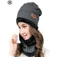 thumbnail image 2 of Luxtrada 2PCs/Set Womens Mens Winter Hat Warm Thick Beanie Cap + Scarf for Winter Knit Ski Beanies (Gray), 2 of 6