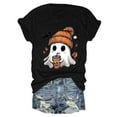 thumbnail image 2 of Halloween Ghost Shirts for Women Casual Short-Sleeved Ghost Print T-Shirt Retro Fall Spooky Season Tees Tops, 2 of 6